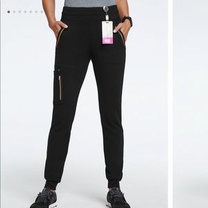 Jaanuu Rose Trim Scrub Pants & 4-Pocket D-Ring Top